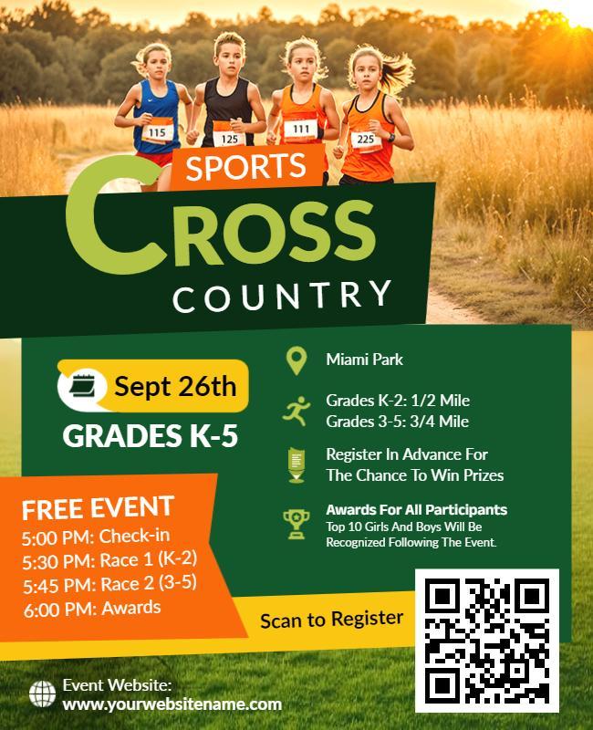 Elementary School Cross Country Event Flyers Template