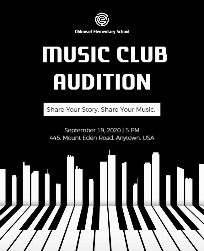 Elementary School Music Club Audition Flyer Template