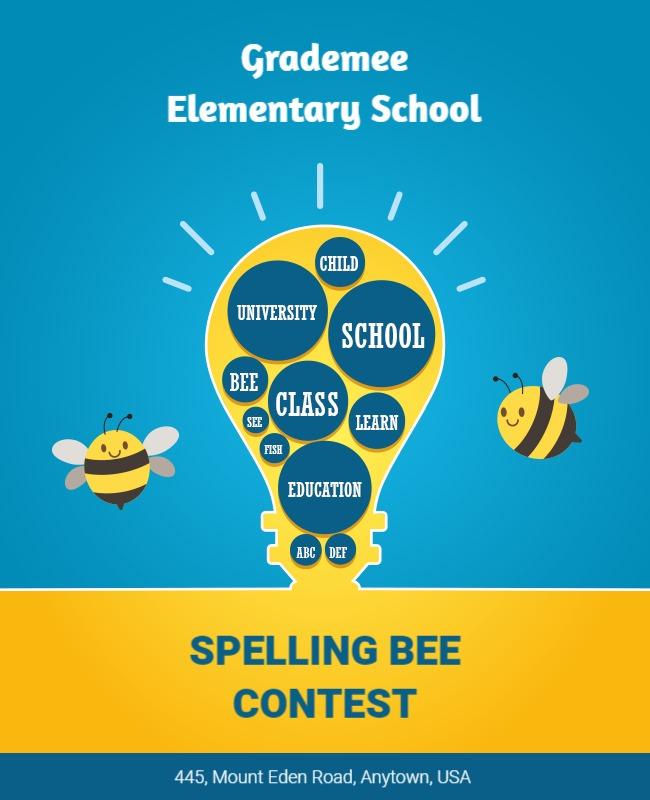 Elementary School Spelling Bee Contest Flyer Template