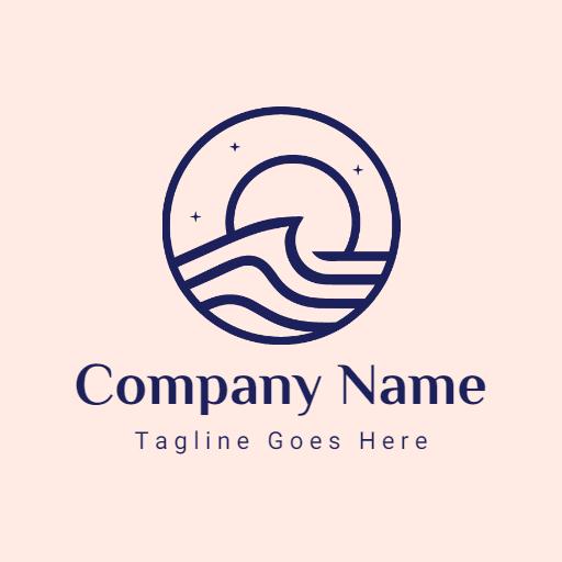 Embrace Nostalgia with a Vintage Sunset and Waves Logo Template