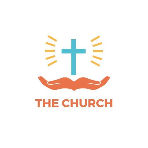 Embracing Faith with Colorful Hands and Cross Church Logo Template