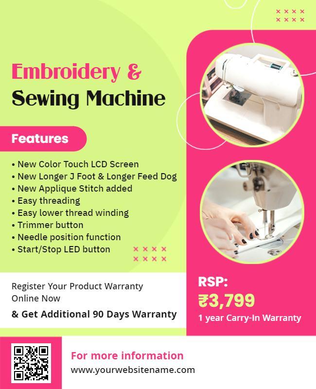 Embroidery and Sewing Machine Features Flyer Template