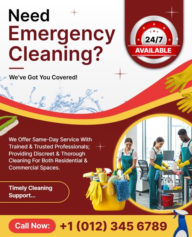 Emergency Cleaning Service Promotion Flyer Template