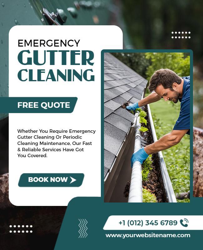 Emergency Gutter Cleaning Services Flyer Template