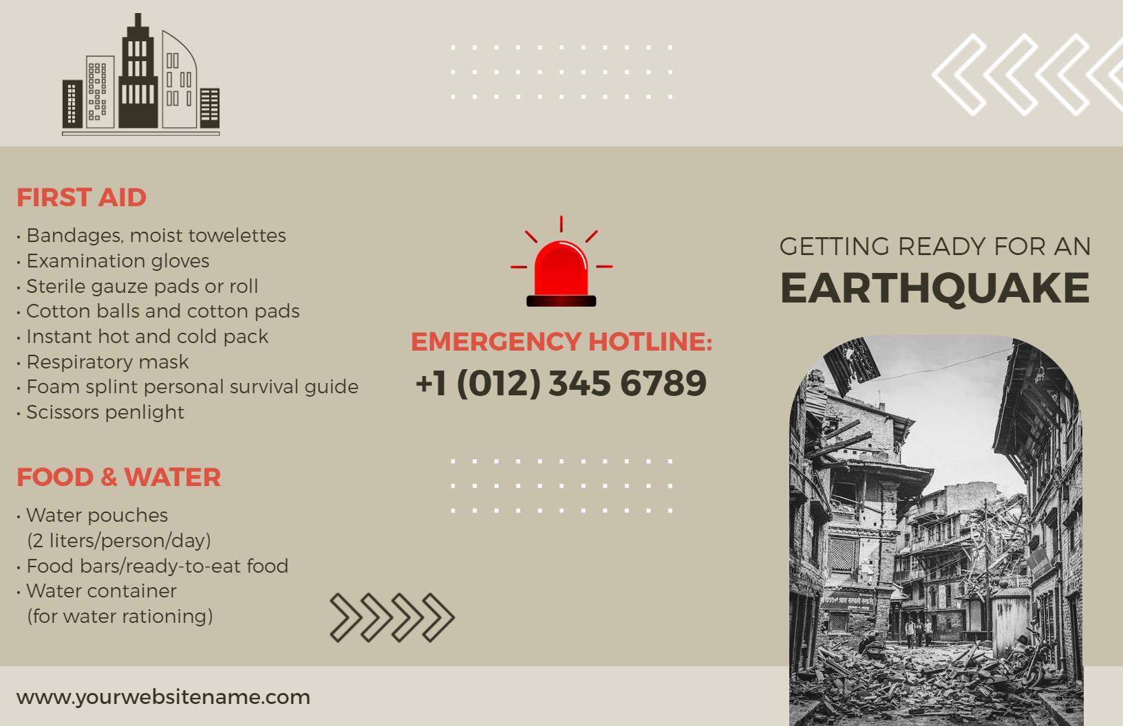 Emergency Preparedness Earthquake Safety Guide Brochure Template
