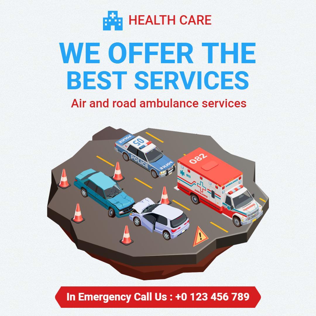Emergency Road and Air Ambulance Services Promotion Ad Template