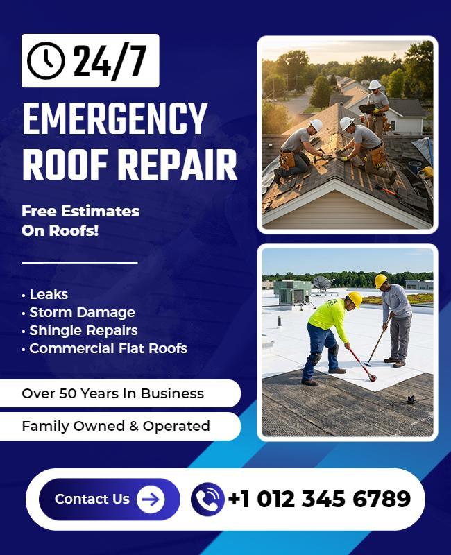 Emergency Roof Repair Service Flyer Template