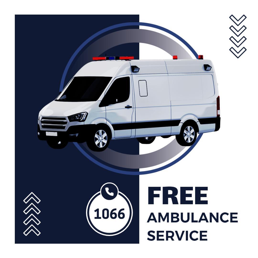 Emergency White Ambulance Service Promotion Ad Template