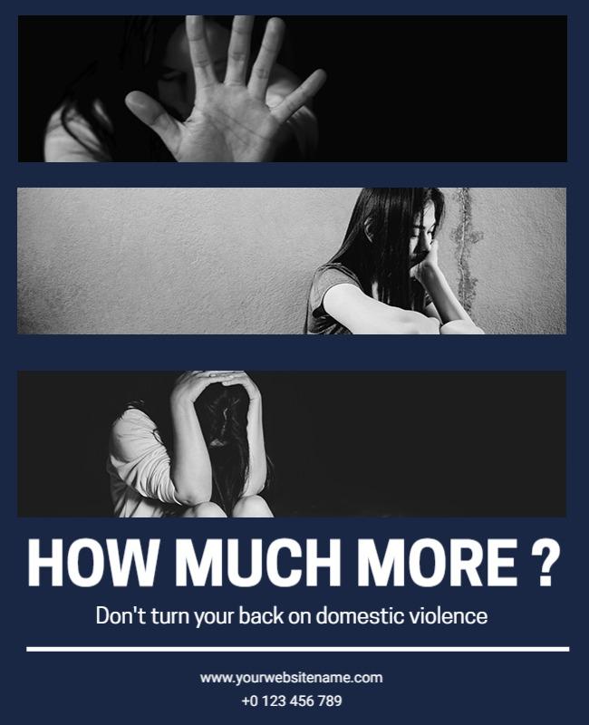 Emotional Black and White Domestic Violence Awareness Poster Template