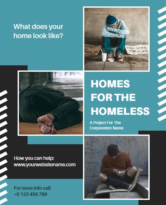 Emotional Blue Community Awareness Homes for the Homeless Poster Template