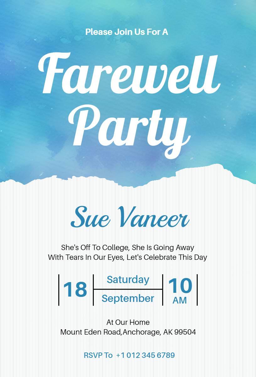 Emotional College Farewell Party Celebration Invitation Template