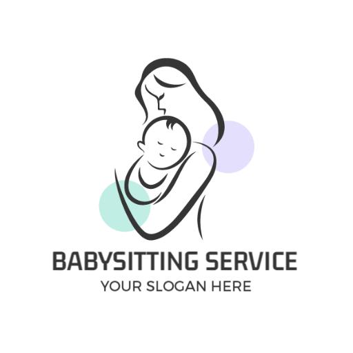 Emotional Connection Between Parent and Child in Babysitting Logo Template