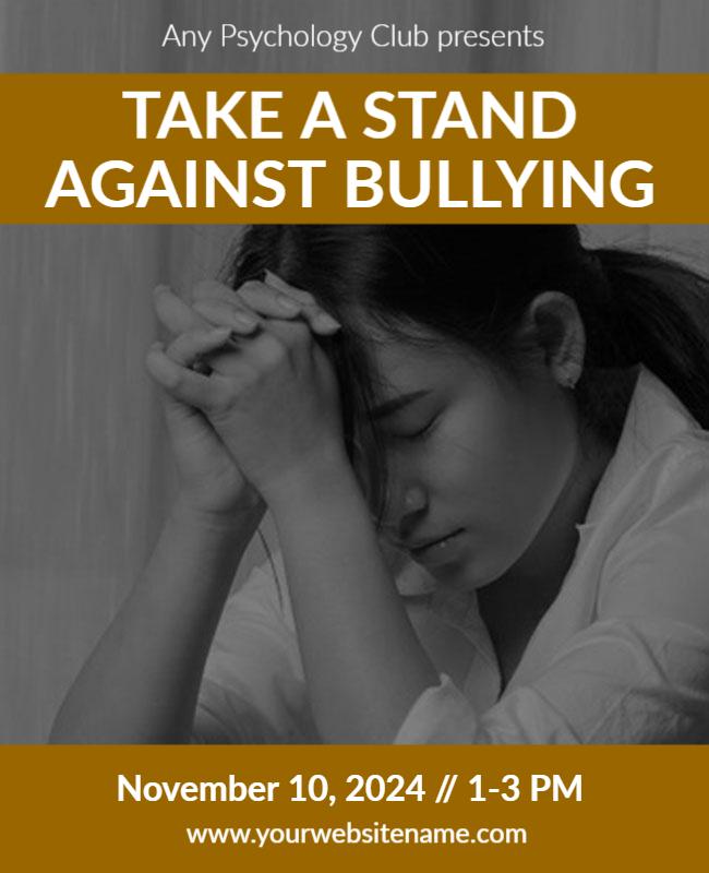 Emotional Support Against Bullying Awareness Poster Template