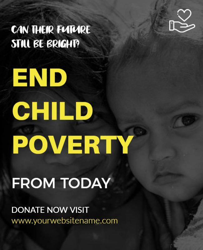Emotive Black and Yellow Charity Campaign Poster Template