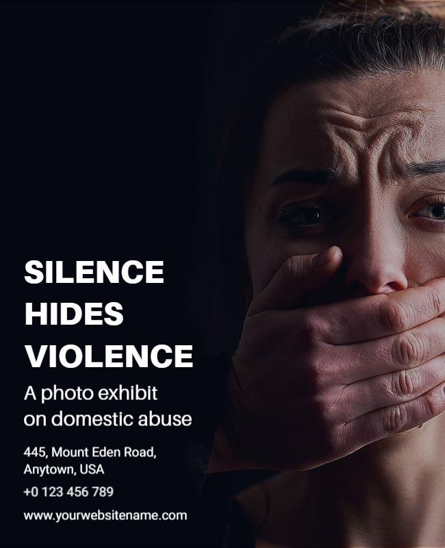Emotive Dark Photo Exhibit on Domestic Abuse Poster Template