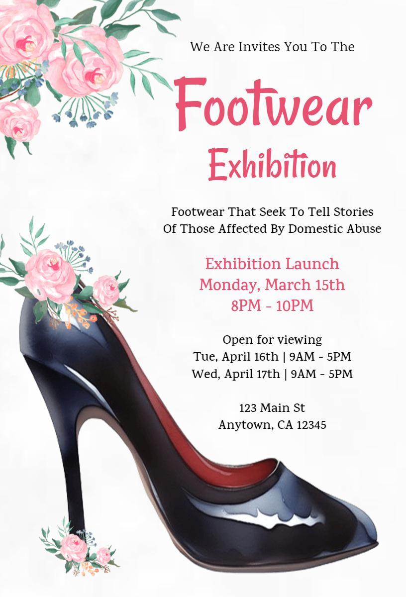 Emotive Footwear Stories Domestic Abuse Awareness Exhibition Invitation Template
