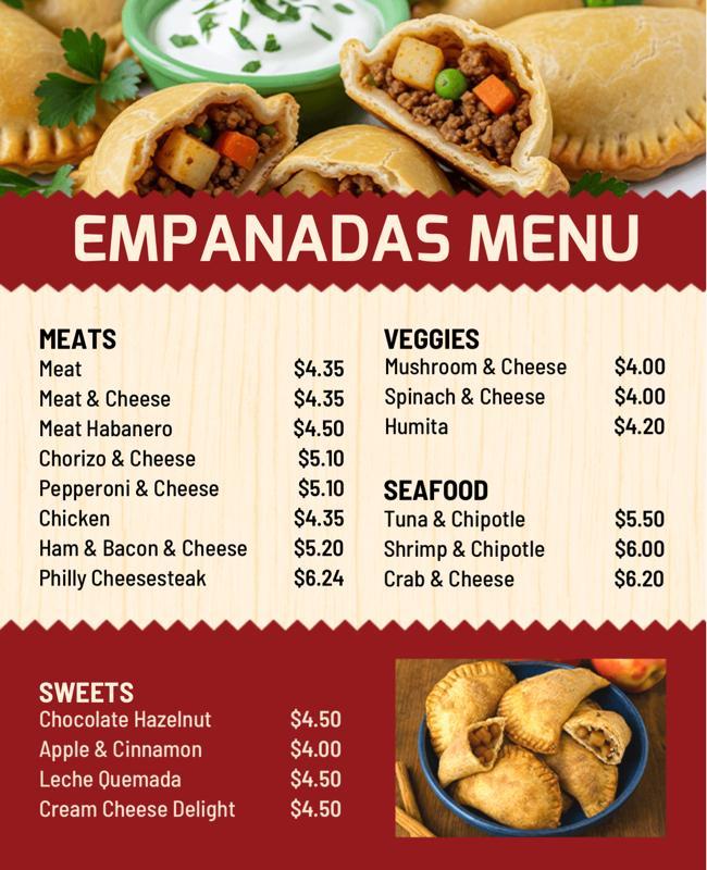 Empanadas Variety Menu Template