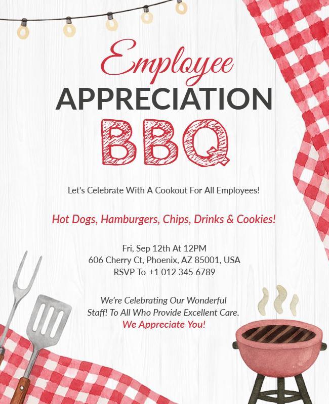 Employee Appreciation BBQ Celebration Flyer Template