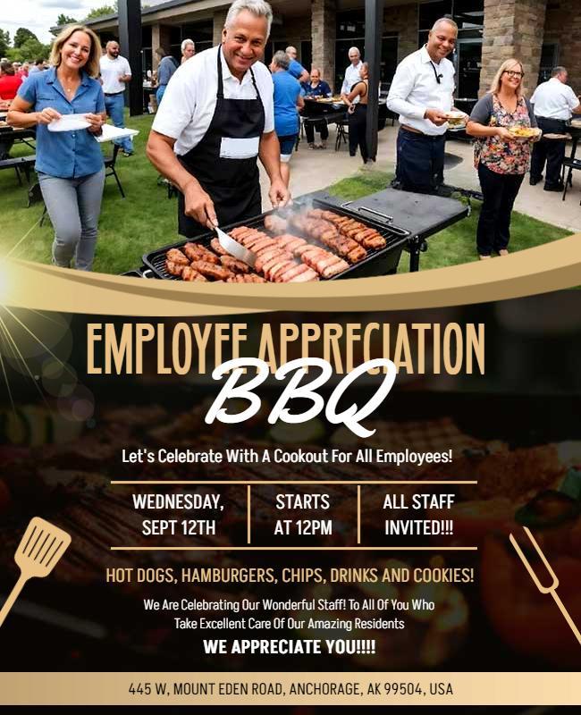 Employee Appreciation Bbq Cookout Flyer Template