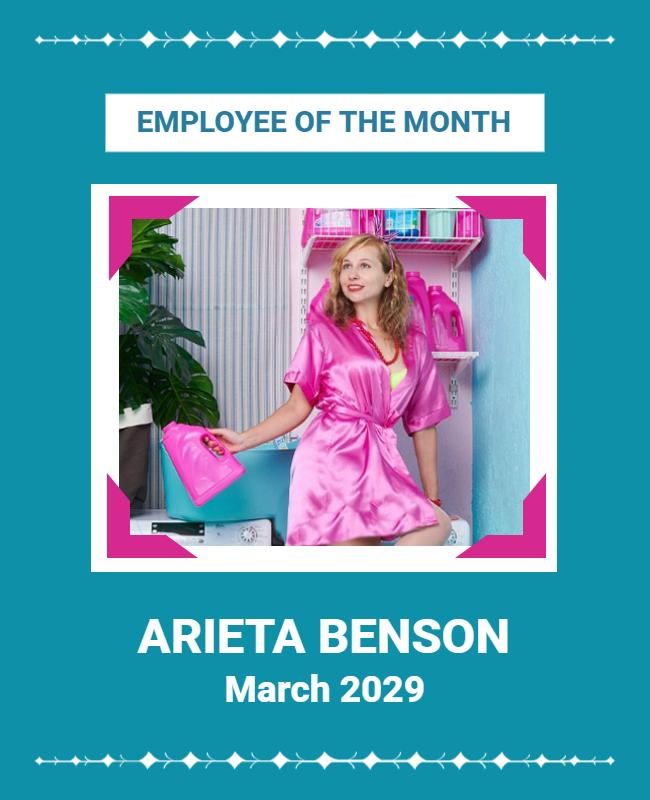 Bright Teal Employee of the Month Recognition Flyer Template