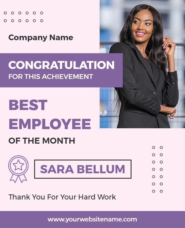 Professional Purple Recognition for Employee of the Month Flyer Template