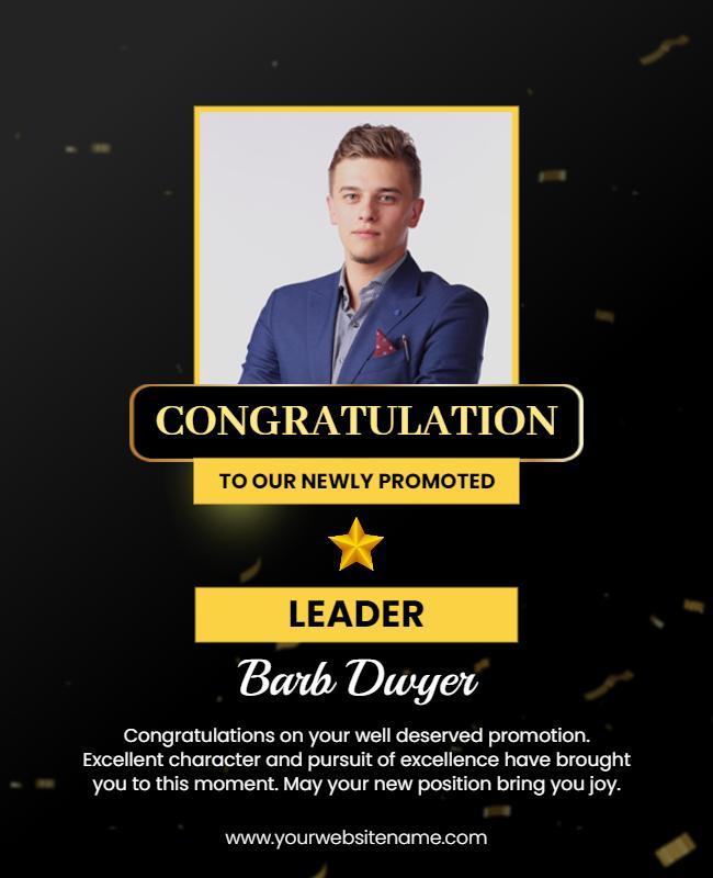 Elegant Black and Gold Leadership Promotion Announcement Flyer Template