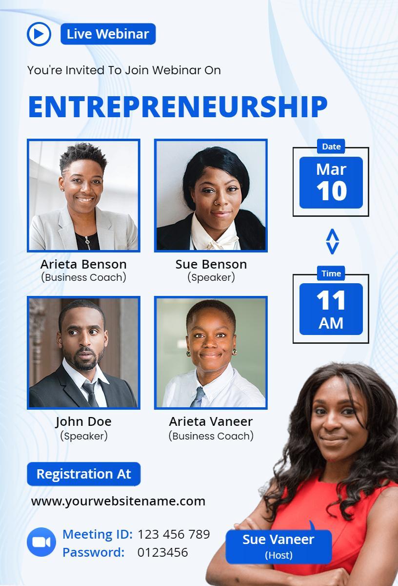 Empowering Entrepreneurship Live Webinar Invitation Template