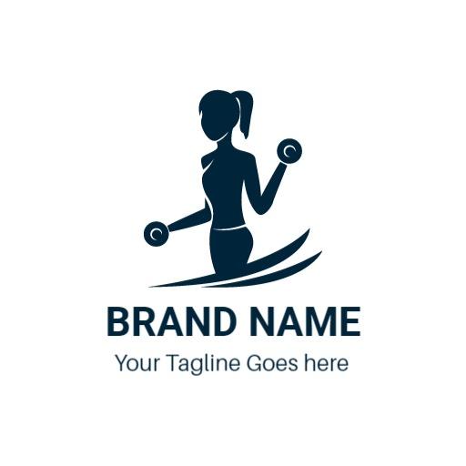 Empowering Female Fitness Enthusiast Lifting Weights Logo Template