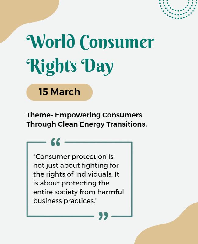 Empowering Green Theme for World Consumer Rights Day Poster Template