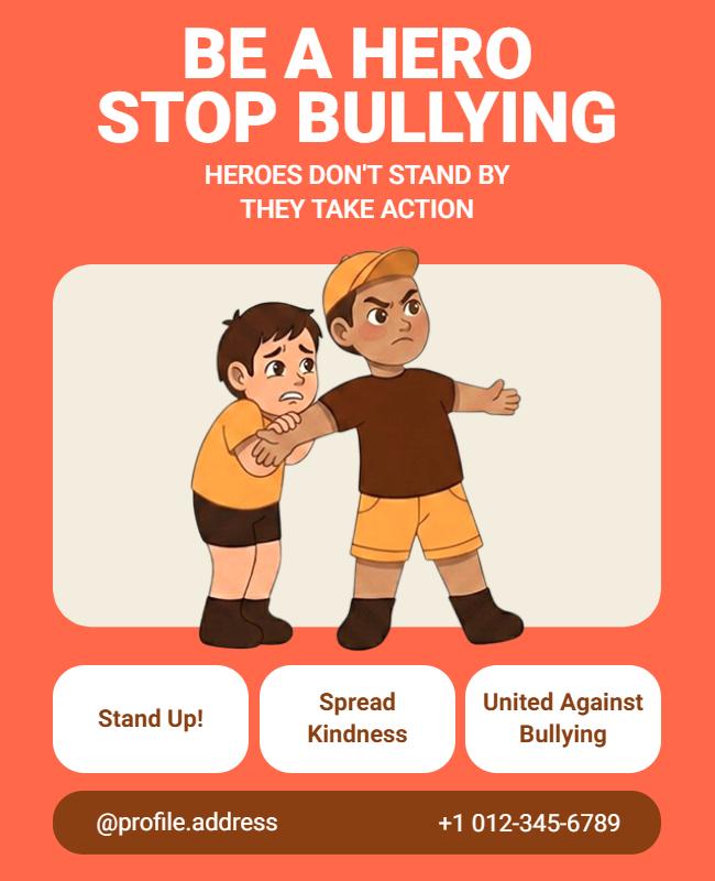 Empowering Heroic Actions Against Bullying Awareness Poster Template