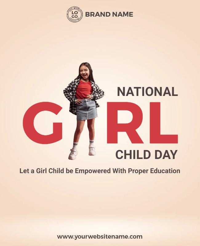 Empowering National Girl Child Day Education Awareness Poster Template
