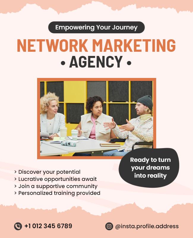 Empowering Peach Network Marketing Agency Poster Template