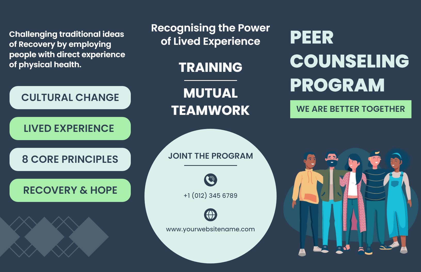 Empowering Peer Counseling Program Recovery and Hope Brochure Template