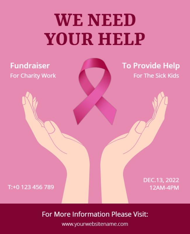 Empowering Pink Charity Fundraiser for Sick Kids Poster Template