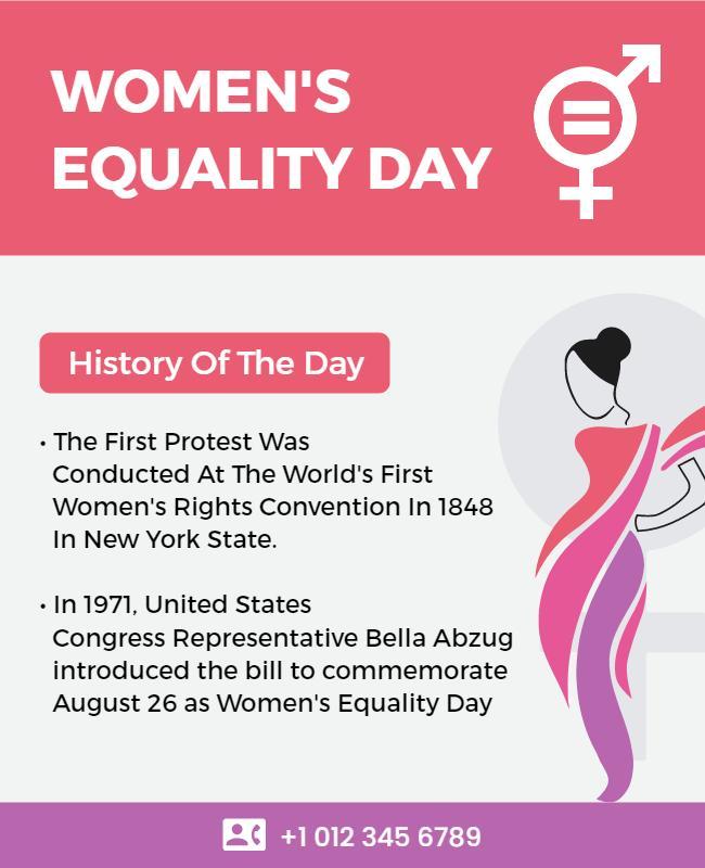 Empowering Pink Women's Equality Day Awareness Poster Template