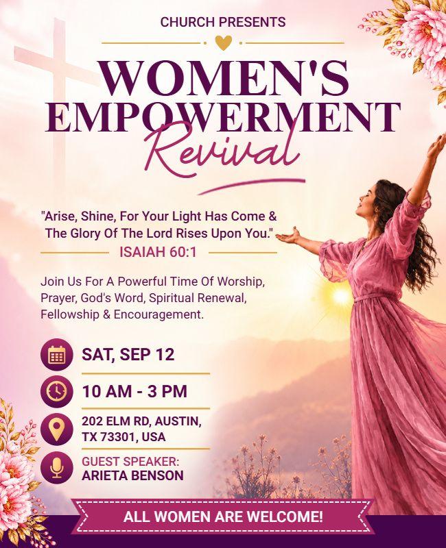 Empowering Pink Women's Spiritual Revival Gathering Flyer Template