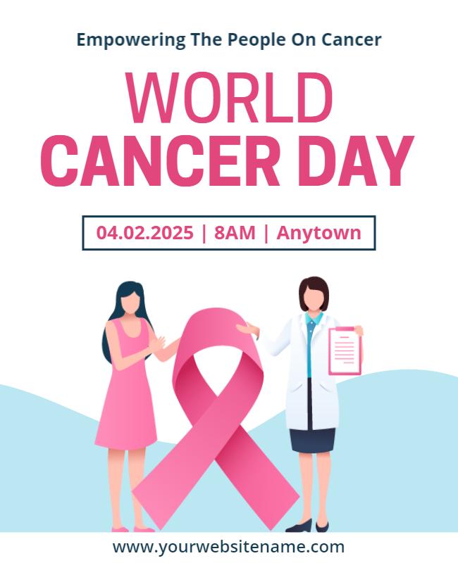 Empowering Pink World Cancer Day Awareness Poster Template
