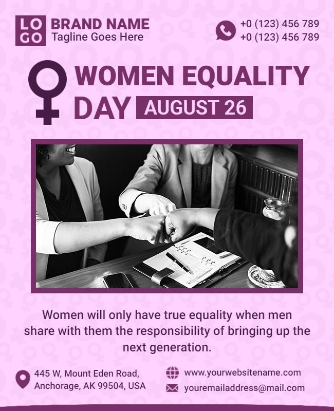 Empowering Purple Women Equality Day Awareness Poster Template