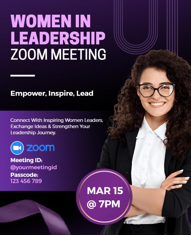 Empowering Purple Women Leaders Online Discussion Flyer Template