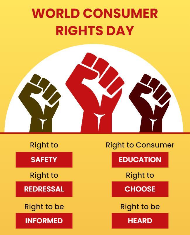 Empowering Red and Yellow World Consumer Rights Day Poster Template