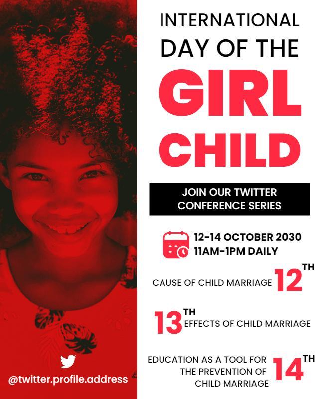 Empowering Red International Day of the Girl Child Poster Template