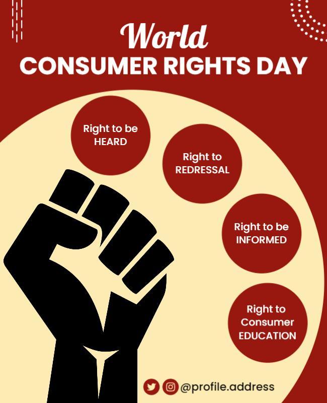 Empowering Red World Consumer Rights Day Awareness Poster Template