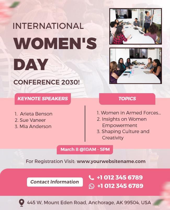 Empowering Women's Day Conference Celebrating Creativity Poster Template