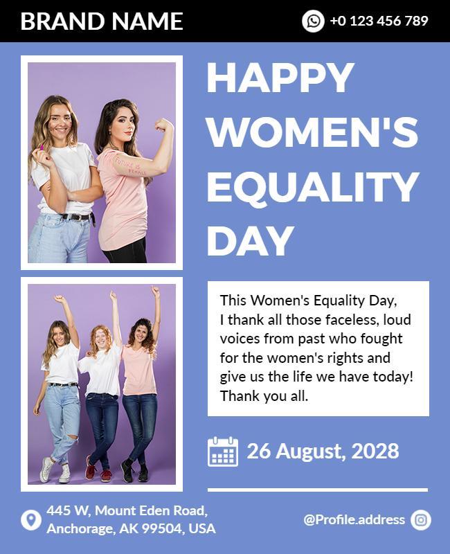 Empowering Women's Equality Day Celebration Poster Template