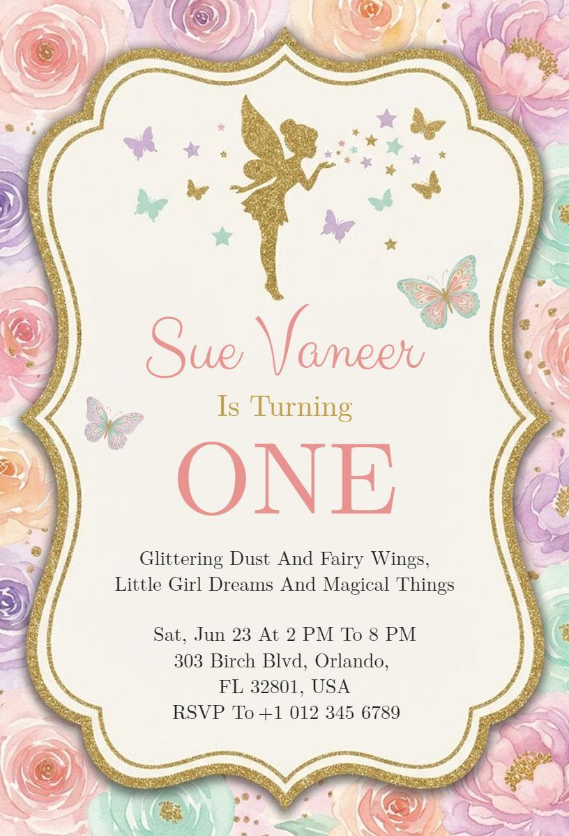 Enchanted Fairy Sparkle Birthday Celebration Invitation Template