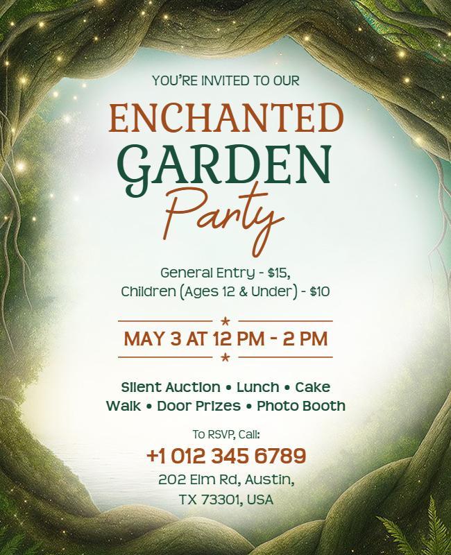 Enchanted Garden Party Invitation Flyer Template