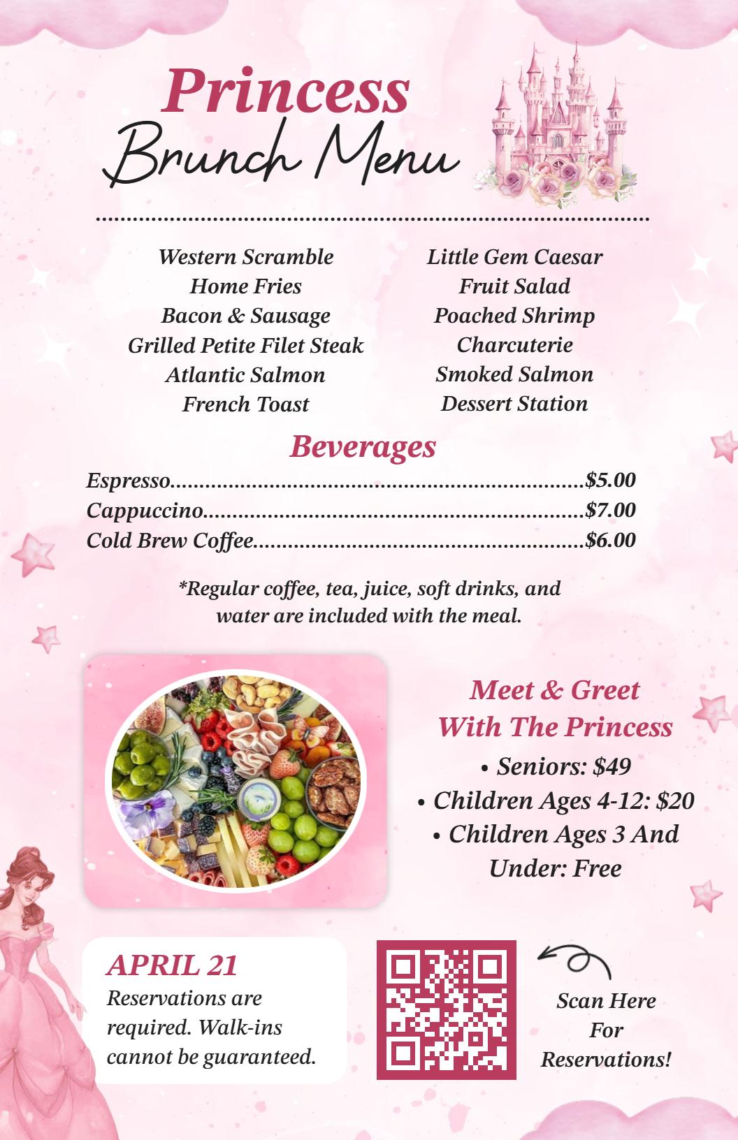 Enchanted Pink Castle Princess Brunch Menu Template