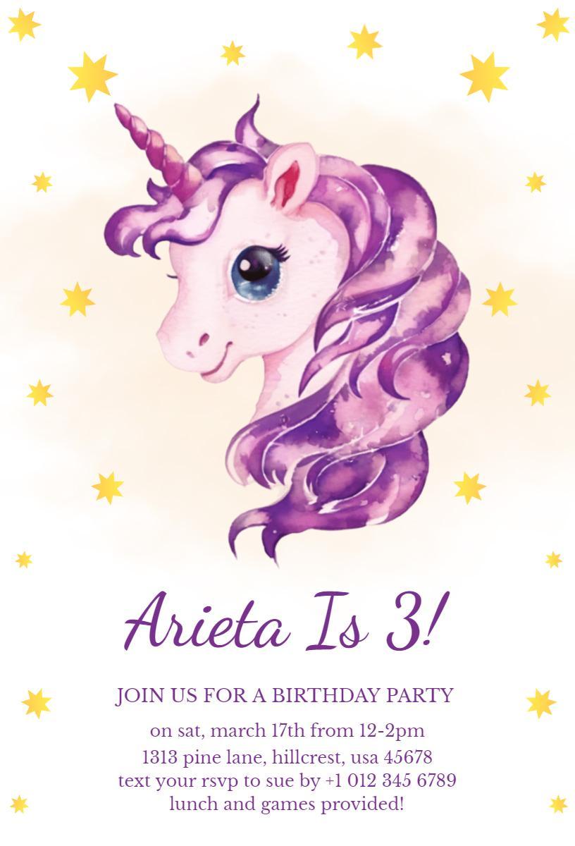 Enchanted Unicorn Magical Birthday Celebration Invitation Template