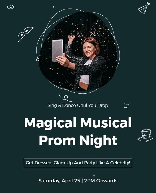Enchanting Dark Themed Magical Musical Prom Night Poster Template
