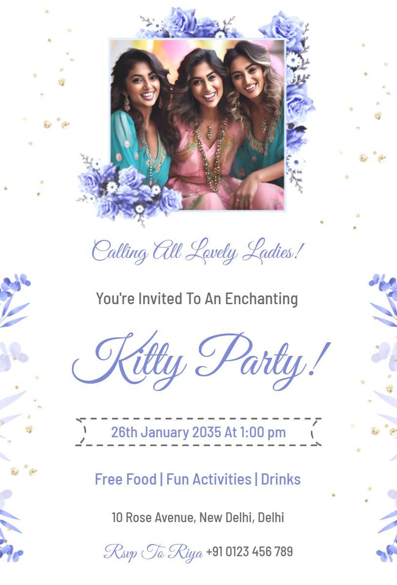 Enchanting Floral Elegant Ladies Kitty Party Invitation Template